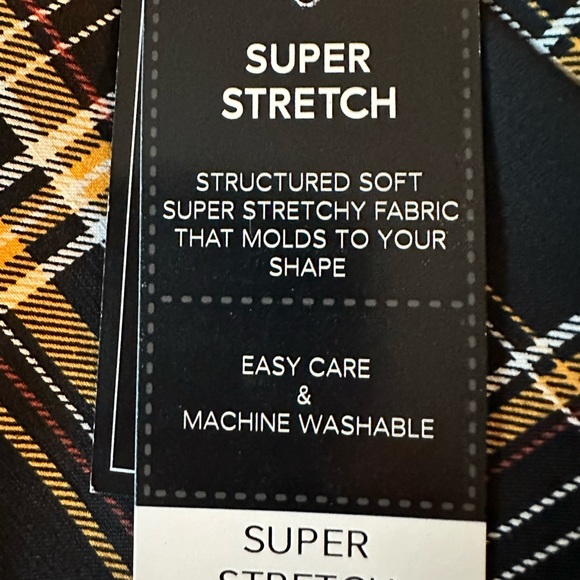 NWT. Counterparts Pants Black Yellow Plaid Elastic Waist Super Stretch Size 16 - Picture 8 of 11